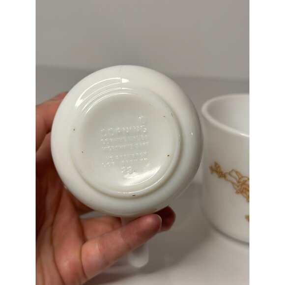 VTG Corning Milk Glass Mug Cup Coffee Cherry Blossom Pattern Oriental Set of 2 - Picture 5 of 6